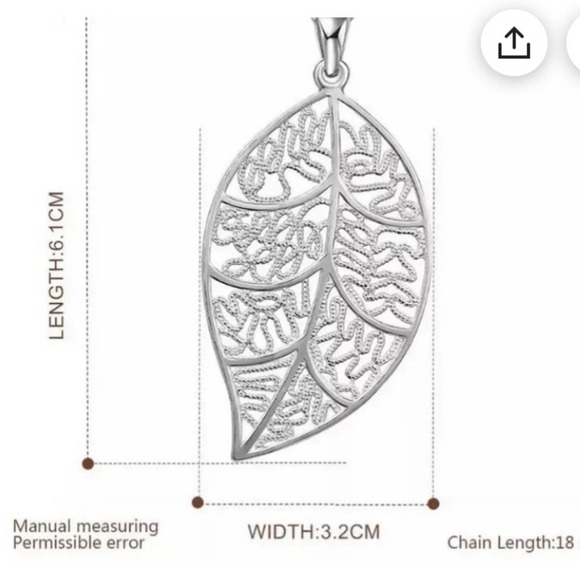 STERLING SILVER LEAF NECKLACE - Picture 11 of 11